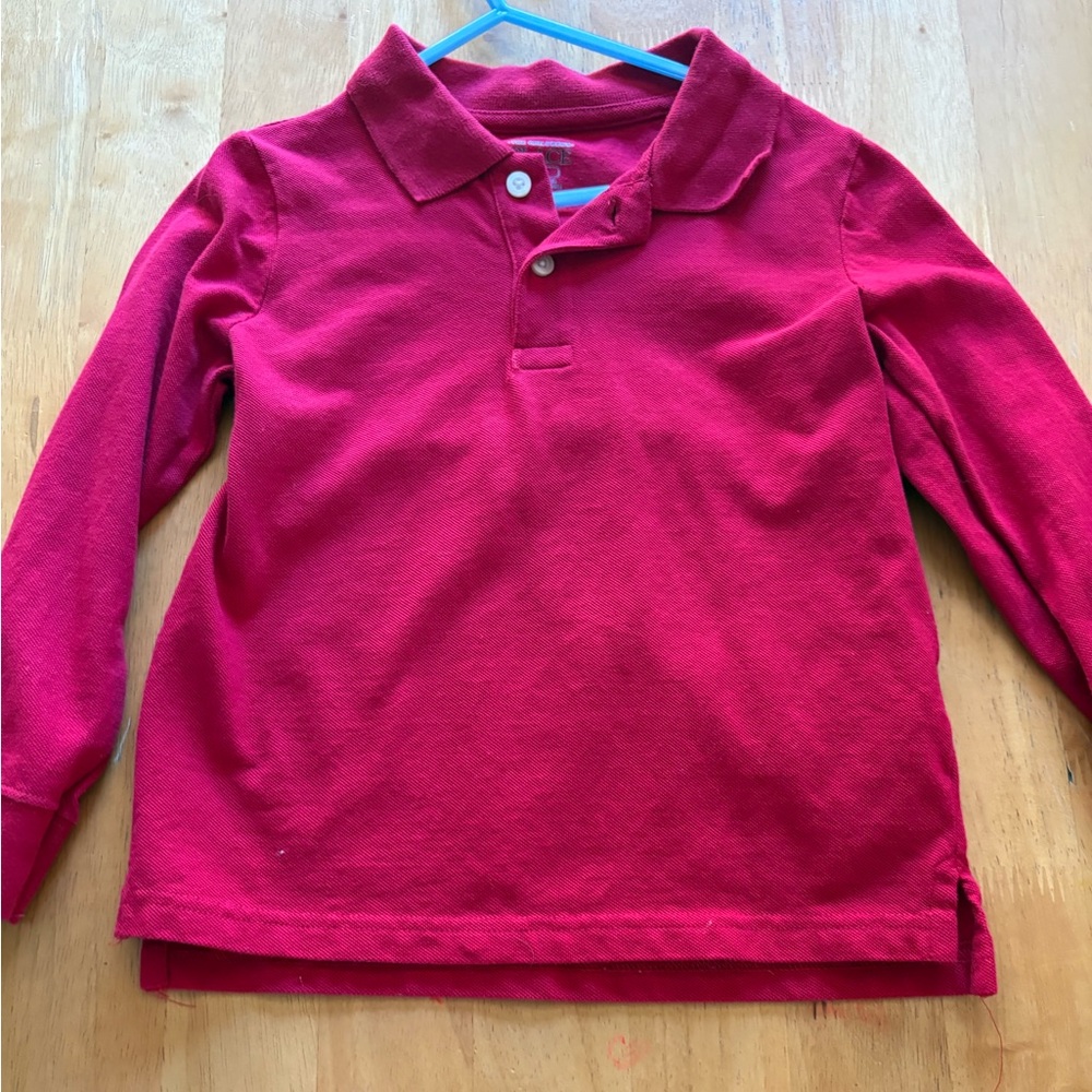 Kids Red Long Sleeve Polo Shirt 5t
